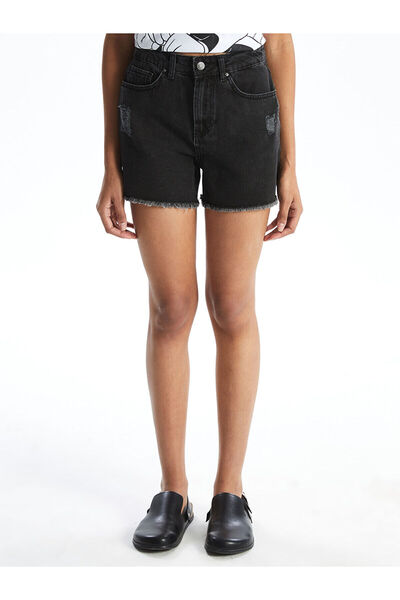 LC Waikiki Narrow Fit Ripped Detailed Women's Jean Shorts