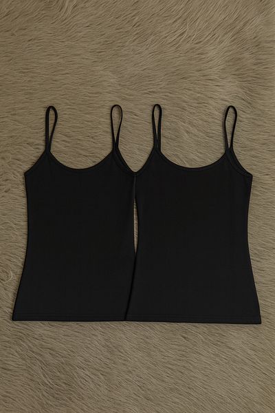 QKK Women's Modal Cotton Lycra String Strap 2-Piece Undershirt Q6K6K0T0Ka