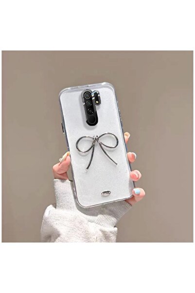 Pro Aksesuar Xiaomi Redmi 9 Uyumlu Kılıf Metal Fiyonklu Silikon Kılıf Şeffaf