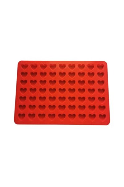 Generic Silicone Heart Shape Mould, 48 Cavities, Red, Non-Stick Baking Mat