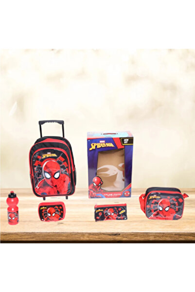 Marvel مجموعة من 5 قطع من حقائب الظهر بعجلات بسحاب إغلاق ومقبض تلسكوبي مطبوع ...