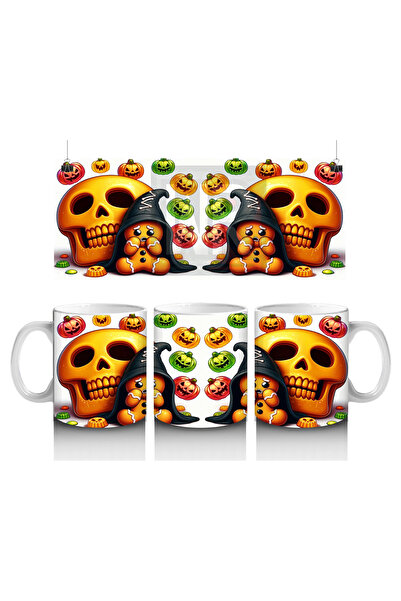 Wisdom Rain كوب مطبوع لطيف للهالوين مع ساحرة وقرع وسلة حلوى