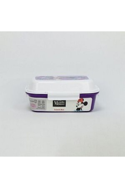SUNCE صندوق غداء ميني ماوس بأربعة مشابك إغلاق - بنفسجي وأبيض