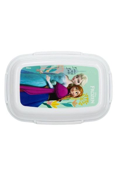 SUNCE Disney Frozen 4-Clip Closure Rectangular Lunch Box – Green and White