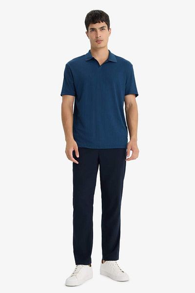 DeFacto New Season Regular Fit Crinkle Polo Neck Short Sleeve T-Shirt