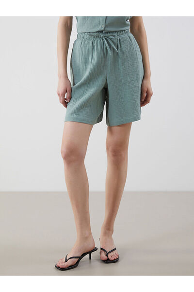 LC Waikiki Elastic Waist Textured Muslin Women's Shorts