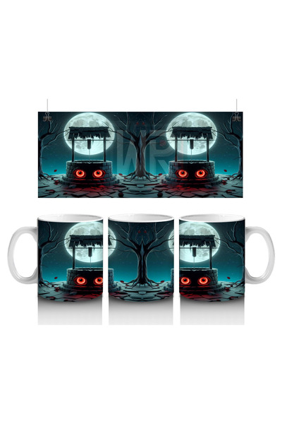 Wisdom Rain كوب مطبوع عليه الهالوين على الطراز القوطي مع القمر الكامل والعيون المتوهجة