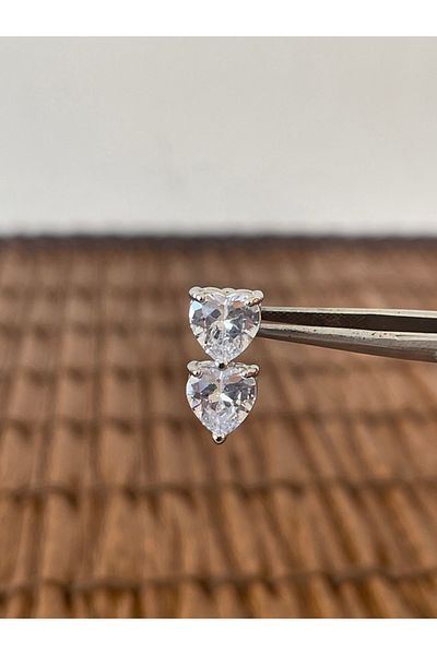 Rupen Kraft 316 L Surgical Steel Double Heart Shiny Zircon Stone Belly Button Piercing