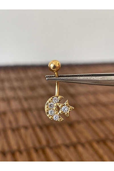 Rupen Kraft 316 L Surgical Steel Zircon Stone Crescent Star Belly Piercing