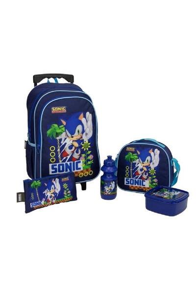 SUNCE مجموعة حقيبة ظهر سوبر سونيك بعجلات مزودة بسحاب، مكونة من 5 قطع