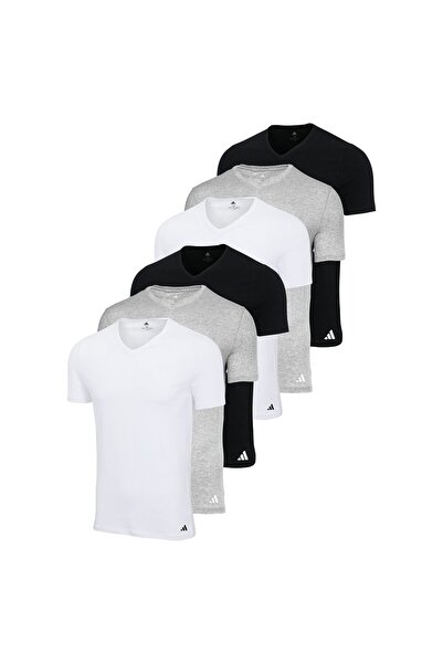 adidas Herren T-Shirt, 6er Pack - V-Neck Shirt, Active Core Cotton, einfarbig