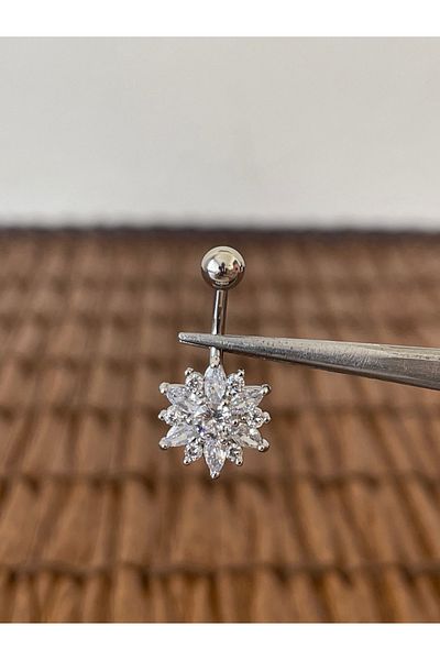Rupen Kraft 316 l surgical steel belly piercing with shiny zircon stone design