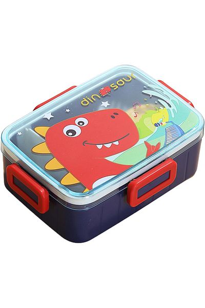 Twisoo Cute Cartoon Pattern Plastic Lunch Box for Kids, BPA-Free Bento Tiffin Box with 2 Compartment