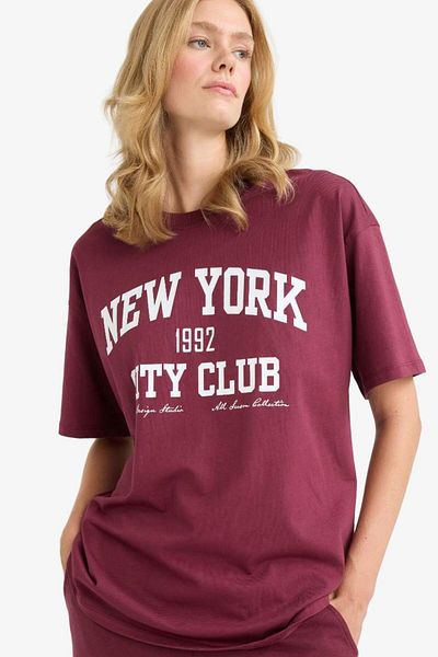 DeFacto New Season Oversize Wide Fit Crew Neck Printed Short Sleeve T-Shirt