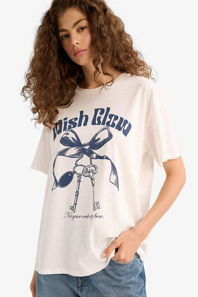 DeFacto New Season Oversize Wide Fit Crew Neck Printed Short Sleeve T-Shirt