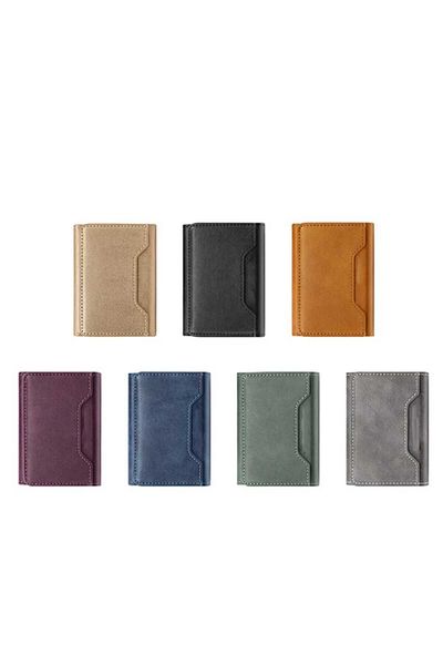 ماركة غير محددة Simple Foldable PU Leather Credit Card Holder for iPhone Solid Magnetic Phone Wallet