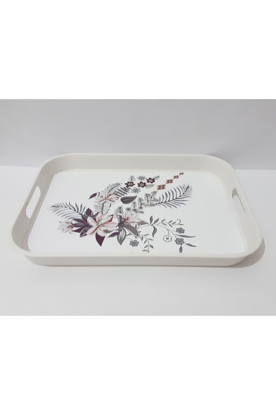 renkli çiçekler Tea Tray 34X24X3.5 cm Patterned Plastic Rectangular Tea Coffee Tray Presentation Tray