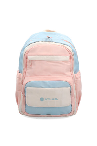 Atlas حقيبة ظهر مدرسية مقاومة للماء بسحاب للإغلاق مع أحزمة قابلة للتعديل