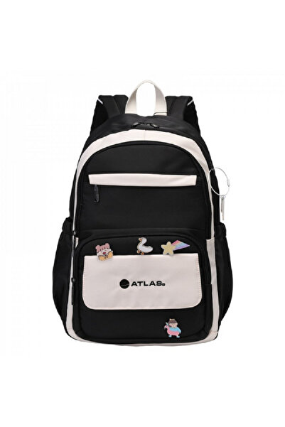 Atlas حقيبة ظهر مدرسية مقاومة للماء بسحاب للإغلاق مع أحزمة قابلة للتعديل