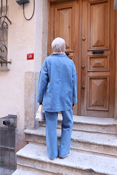 HK Style Kadın Yandan Bağçıklı Kot Ceket