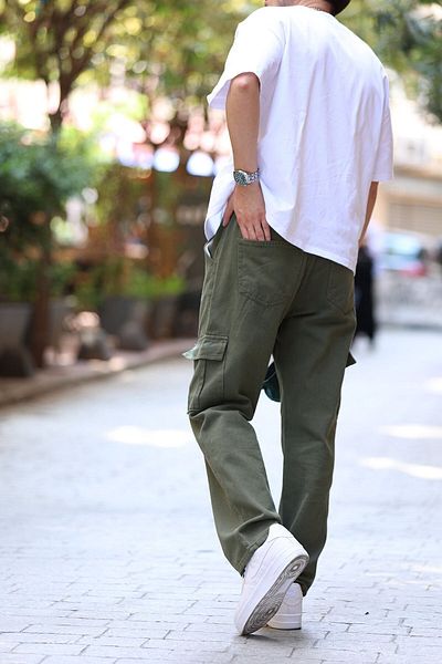 wamoss Men's Bor Leg Baggy Loose Cargo Pants Skb 2025