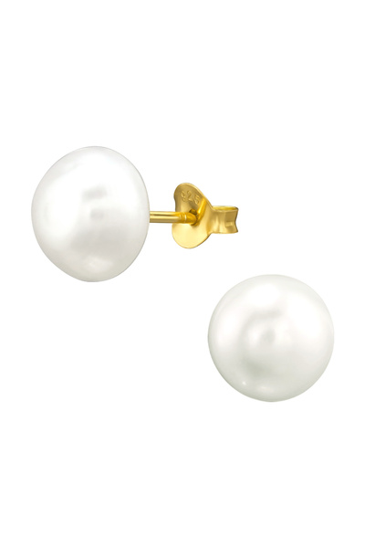 Sophia Collection Cercei argint 925 placat cu aur 24K sI Perla de apa dulce 10mm Sophia Collection