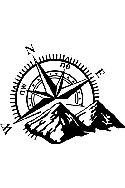 Birim Matbaa Pusula Dağ Off Road Araba Sticker, 50 X 40 Cm Siyah Oto Sticker