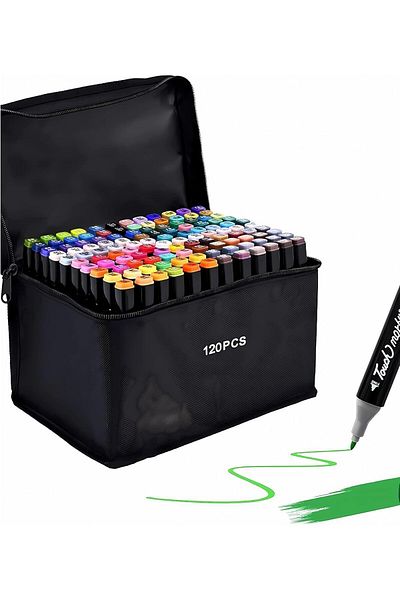 Twisoo Dual Tip Art Markers with Carrying Case – Odorless & Non-Toxic Twin Head Permanent Colourin