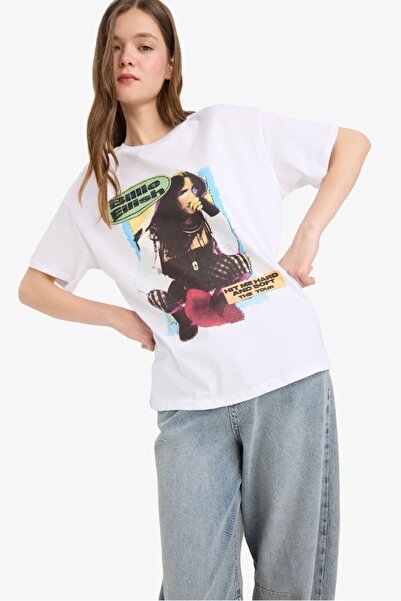 DeFacto Νέα σεζόν Coool Billie Eilish Oversize με στάμπα με κοντομάνικο μπλουζάκι