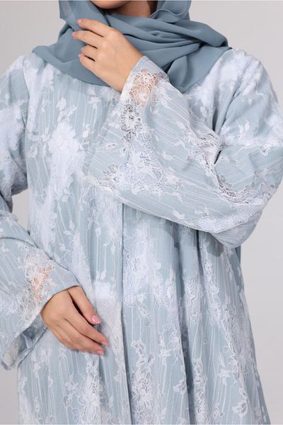 IKKXA Elegant Lace Design Colored Abaya