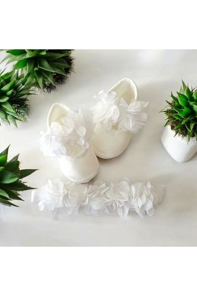 ÖZKARDEŞLER BABY Özkardeşler Baby Baby Girl Newborn Gift Headband Mevlüd Booties Set of 2