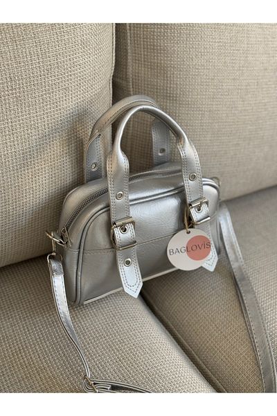 BAGLOVİS Askilari Adjustable Buckle Detail Silver Women's Shoulder Bag En25 Size15