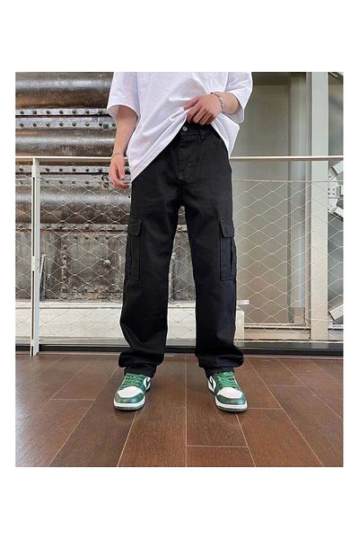 wamoss Men's Bor Leg Baggy Loose Cargo Pants Skb 2025