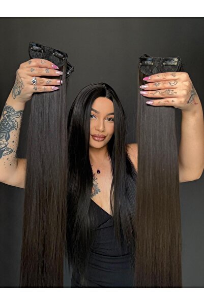 Suzan Peruk Koyu Kestane Düz 8 parça Çıtçıt Saç