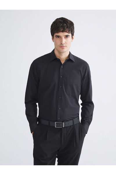 LC Waikiki Black Regular Fit Long Sleeve Men's Shirt