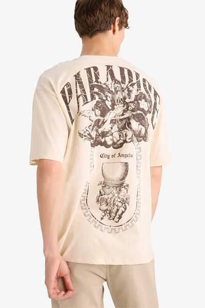DeFacto New Season Boxy Fit Crew Neck Back Print Short Sleeve T-Shirt