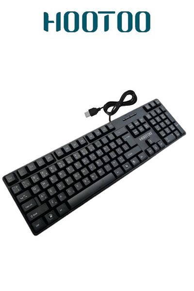 HooToo Arabic-English keyboard with smooth, durable keys. Wired keyboard for business and offices. Long-lasting Arabic keyboard.