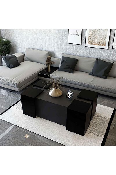 Stylish Home Coffee Table and Service Tables - CT61 Black and Gray