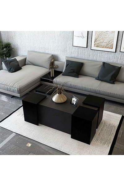 Stylish Home Coffee Table and Service Tables - CT61 Black and Gray