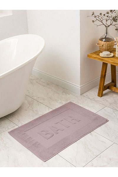 LC Waikiki Quality Parts from Celebi Store |   Lilac Text Embroidered Bath Mat 50X80 cm