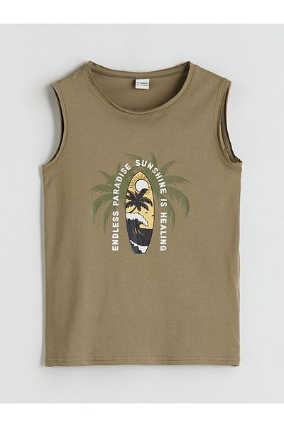 LC Waikiki Quality Parts from Celebi Store |   Khaki Crew Neck Printed Boys' Singlet