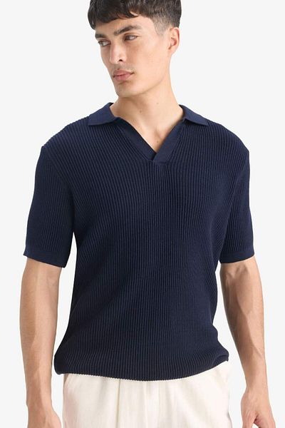 DeFacto New Season 100% Cotton Standard Fit Polo Neck Short Sleeve Knitwear T-Shirt