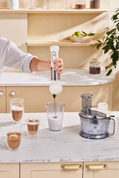 Karaca Prosteel 7 in 1 1000W Soft Cream Food Processor with Milk Frother