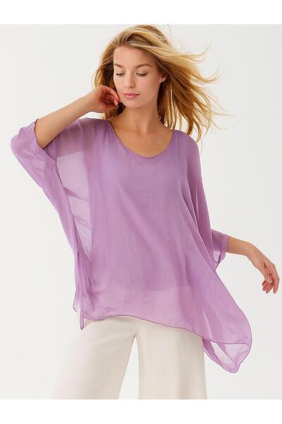 Butik İtalyan İpek Bluz - LİLA