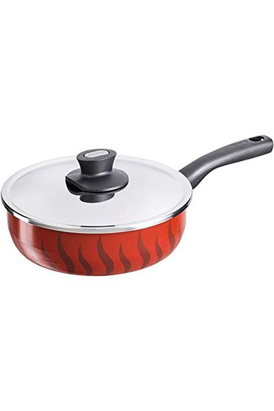 TEFAL Tempo Flame 24 cm Sauté Pan With Lid, Red, Aluminium