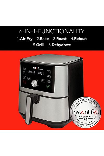 INSTANT Vortex Plus Digital Single Drawer Air Fryer, 1600 W, 3.8 L, Stainless Steel/Black