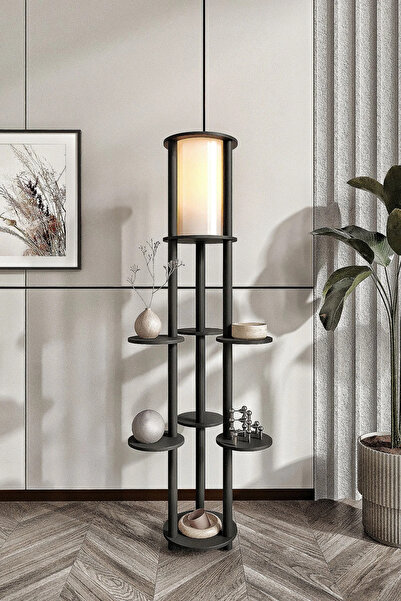 RAVILO Volante Raflı Lambader Siyah, 1. Sınıf MDF ve PVC Başlık