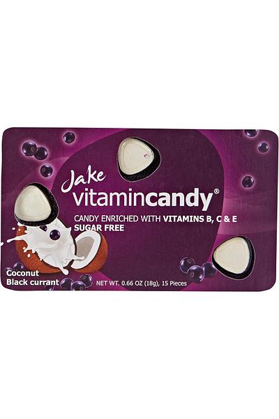 Jake Vitamin Sugar Free Coconut Black Currant Flavor Candy 18 g