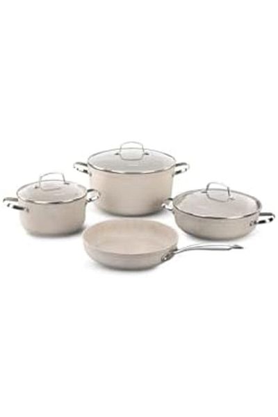 KORKMAZ Granita 7 Pieces Non-Stick Cookware Set | Forged Aluminum Granite Coated Induction Base Cook