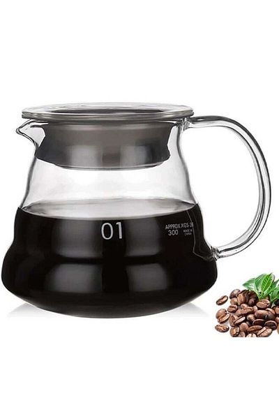 Taimi Glass Coffee Serving Pot for Drip Coffee Maker, Glass Coffee Pot, Coffee Pot with Lid, Clear 360ml